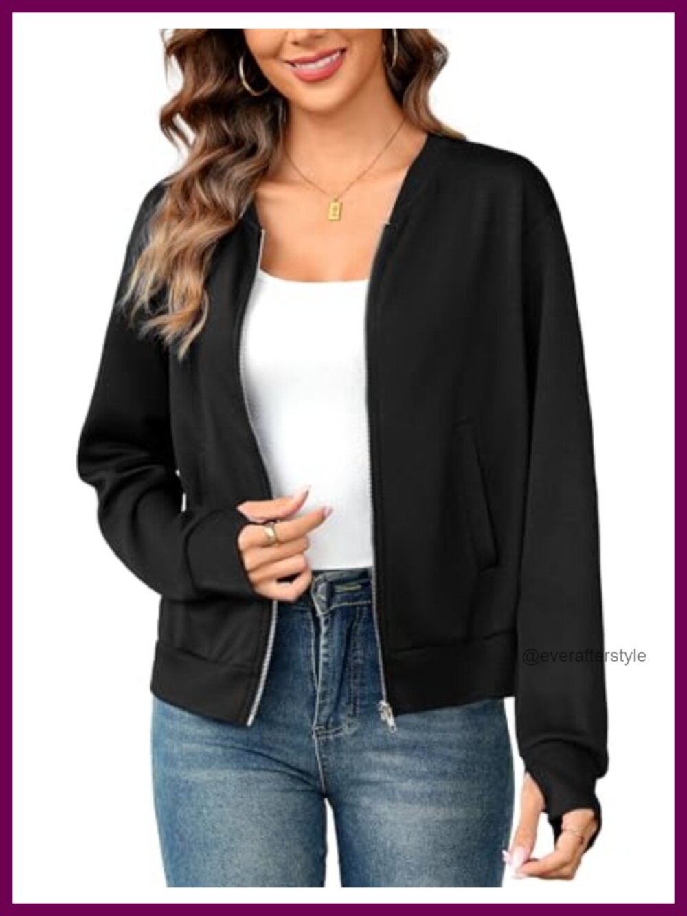 Women Zip Up Lightweight Jacket Sweatshirt with Pockets